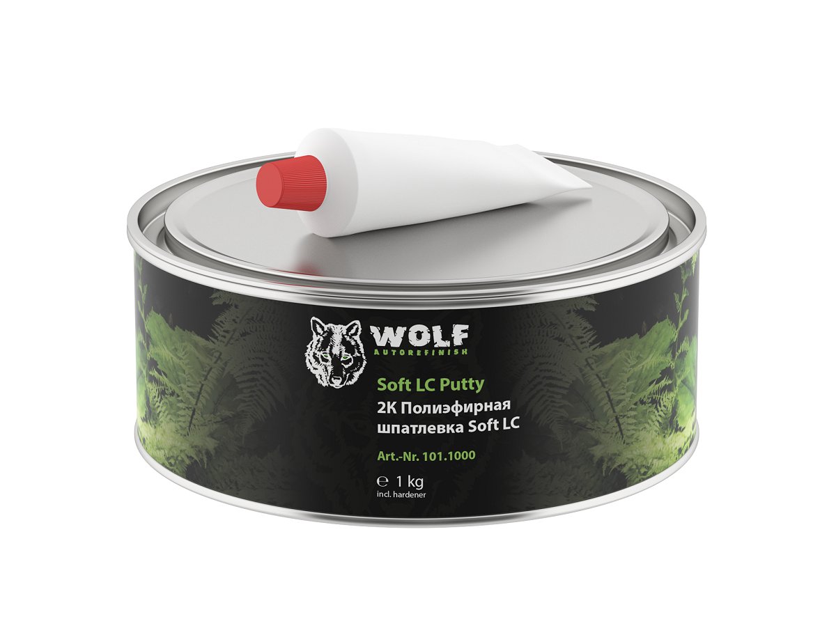 2К Полиэфирная шпатлевка WOLF Soft LC с отвердителем (1 кг)
